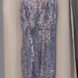 B Darlin Sequin Mini Dress in Silver and Blue